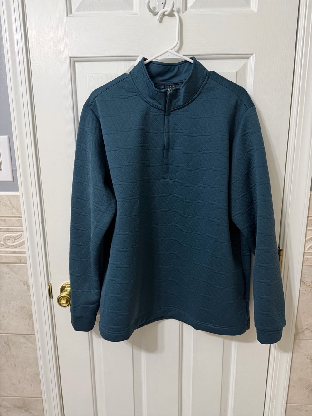 Adidas Men's Teal Quarter Zip-Up Pullover Sweater